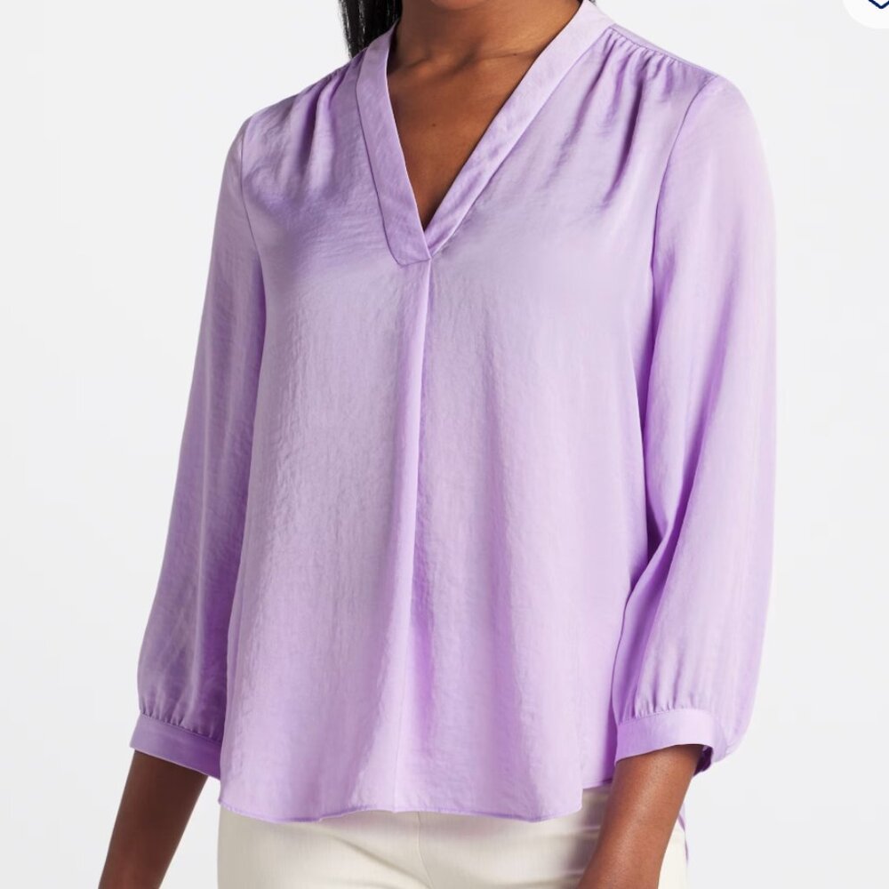 Lilac V-Neck Leena Blouse by Vince Camuto
